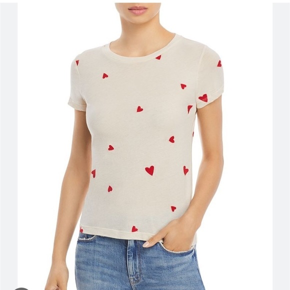 MONROW EMBROIDERED‎ HEART COTTON T-SHIRT BLACK RED SIZE Small - Picture 1 of 8
